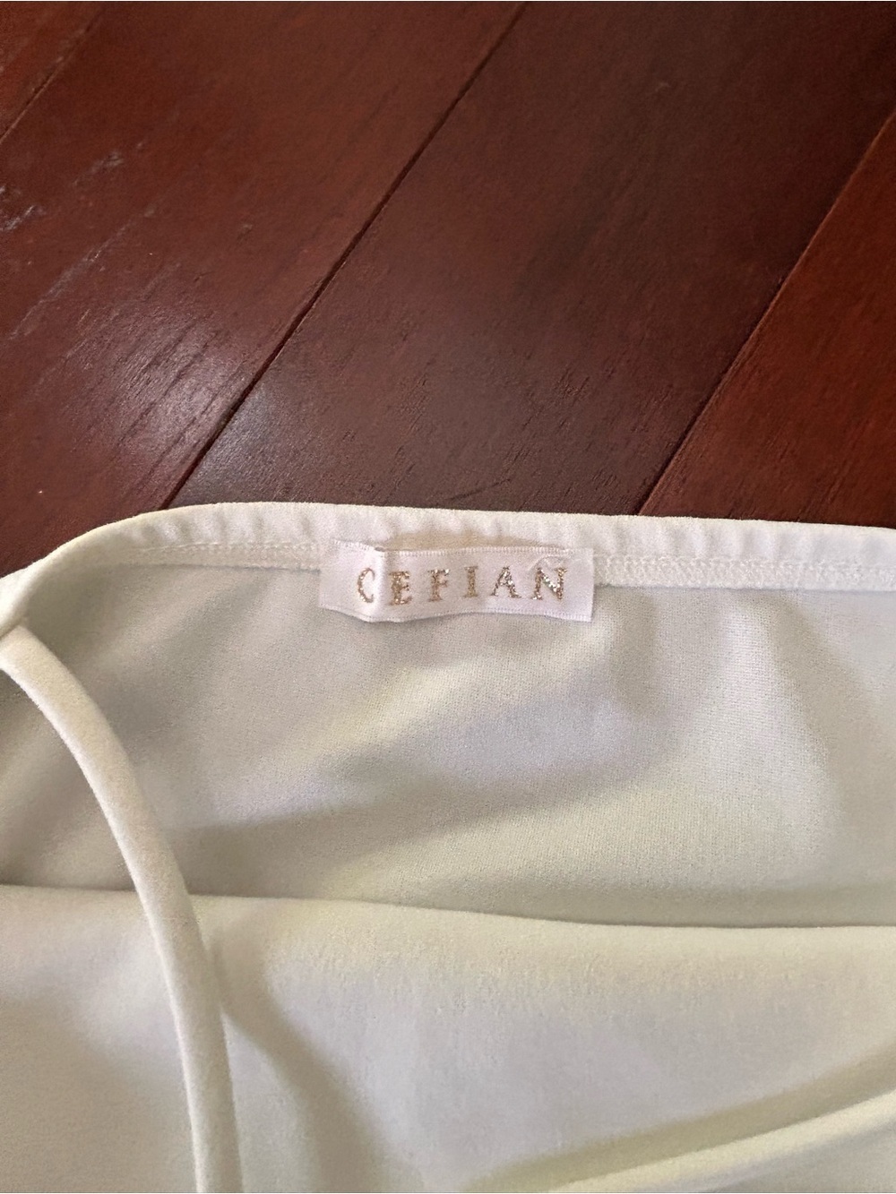 CEFIAN Ivory Ruched Ruffle-Hem Mini Dress Spaghetti Strap Cocktail/Going XS/S - Picture 4 of 6